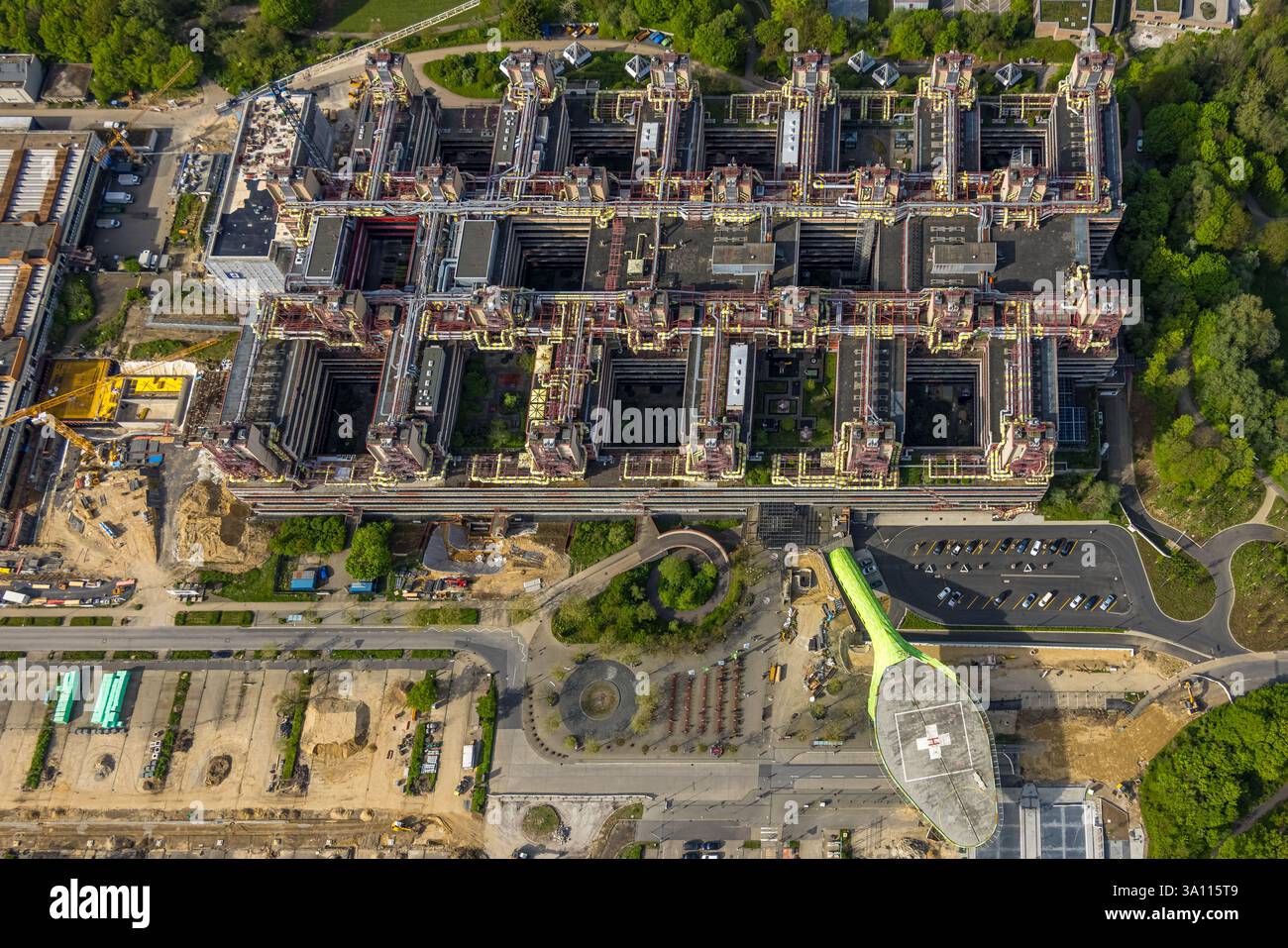 Vista aerea, Rheinisch-Westfälische Technische Hochschule Aachen, University RWTH Campus Melaten Süd, University Hospital, ricerca scientifica Foto Stock