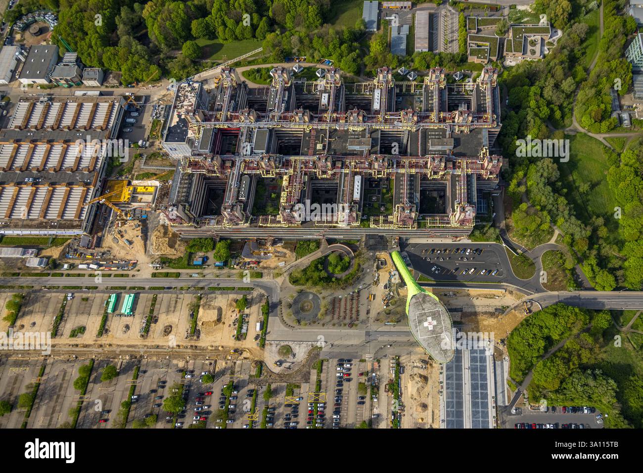 Vista aerea, Rheinisch-Westfälische Technische Hochschule Aachen, University RWTH Campus Melaten Süd, University Hospital, ricerca scientifica Foto Stock