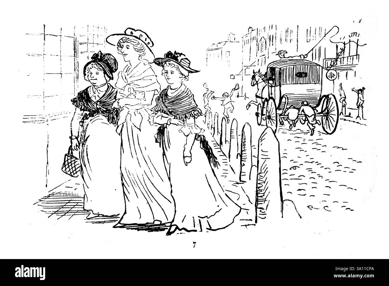La collezione di immagini e canzoni di R. Caldecott, Randolph, 1846-1886, John Gilpin fu presentata come soggetto in una nota ballata comica del 1782 di William Cowper, intitolata The Diverting History of John Gilpin. Cowper aveva sentito la storia dalla sua amica Lady Austen. Gilpin era un ricco trasportatore di Cheapside a Londra, che possedeva terreni a Olney, nel Buckinghamshire, vicino a dove viveva Cowper. È probabile che fosse un signor Beyer, un trasportatore di lino dell'angolo di Cheapside di Paternoster Row.[1] la poesia racconta come Gilpin e sua moglie e i suoi figli si separarono durante un viaggio verso Foto Stock