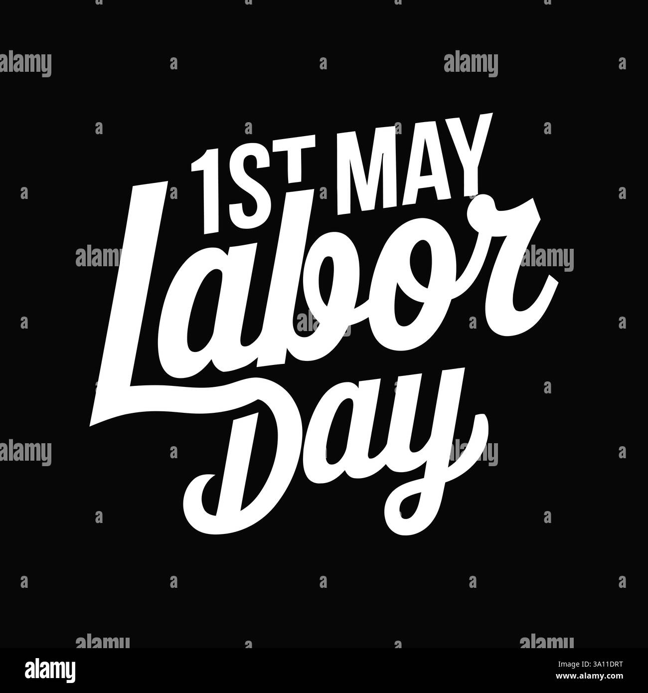1 maggio tipografia del Labor Day grafica vettoriale con sfondo nero Illustrazione Vettoriale