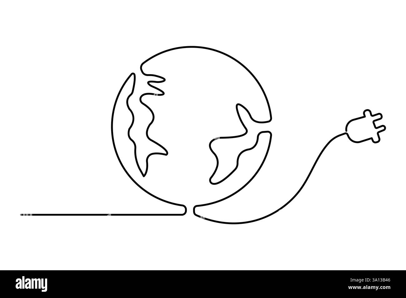 Mappamondo di terra continuo disegno di una linea dell'illustrazione vettoriale del contorno isolato Illustrazione Vettoriale