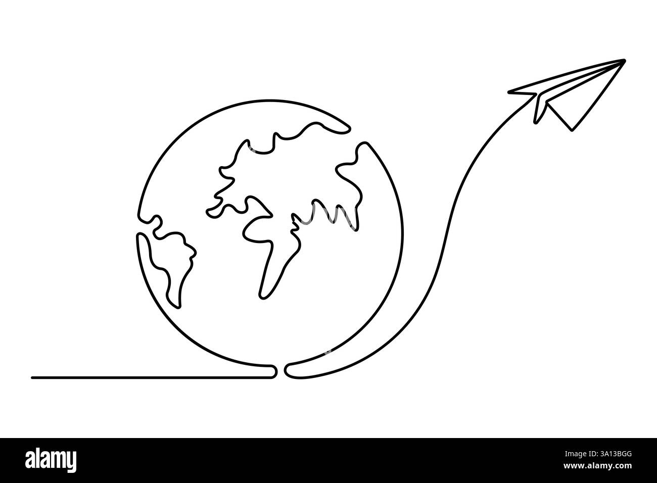 Mappamondo di terra continuo disegno di una linea dell'illustrazione vettoriale del contorno isolato Illustrazione Vettoriale