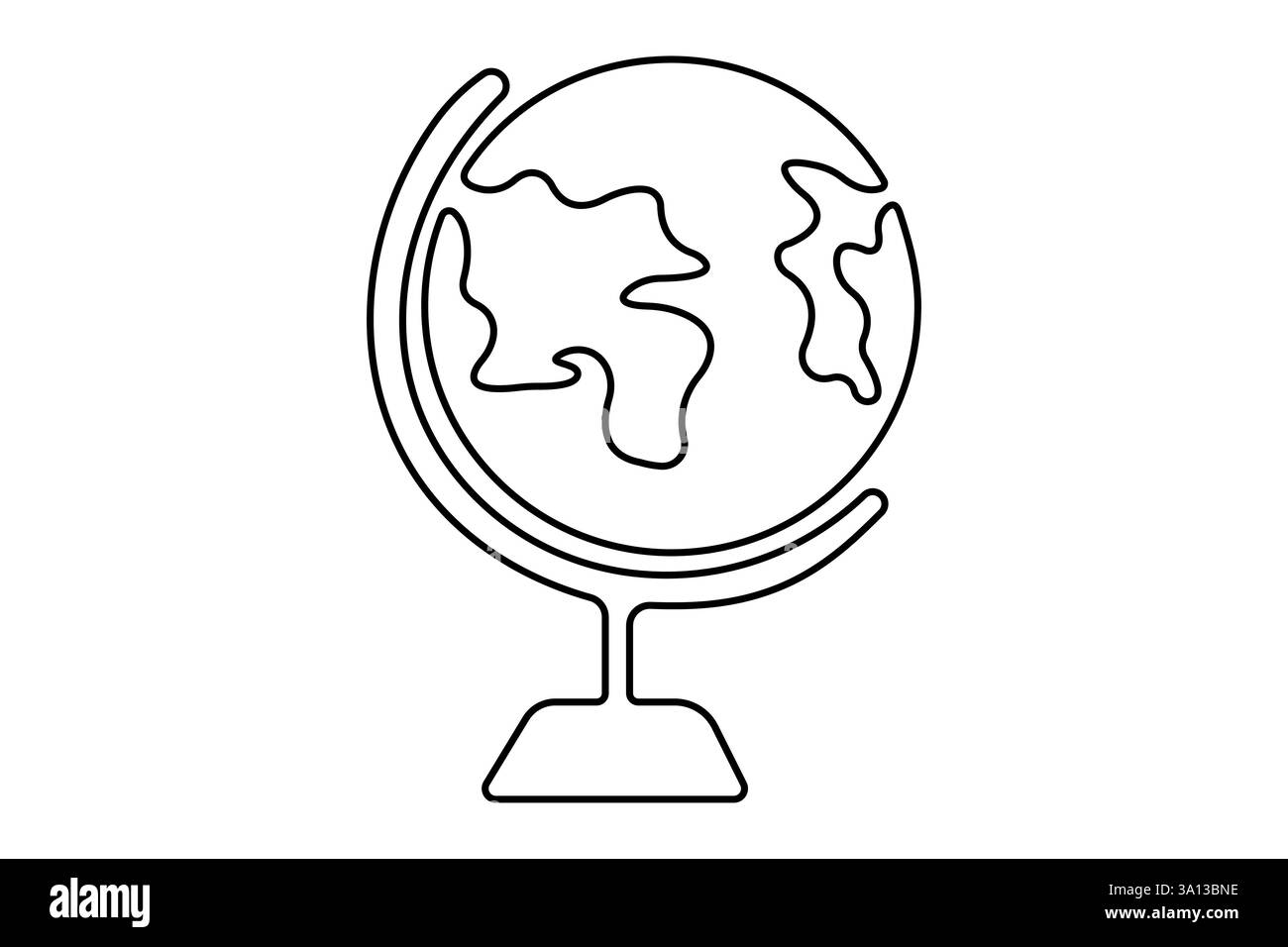 Mappamondo di terra continuo disegno di una linea dell'illustrazione vettoriale del contorno isolato Illustrazione Vettoriale