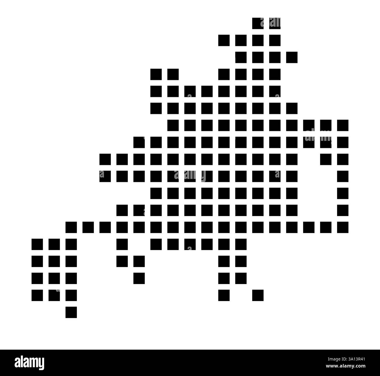 Mappa simbolo della città di Lake Charles (Louisiana) che mostra la città con un motivo di pochi quadrati neri Foto Stock