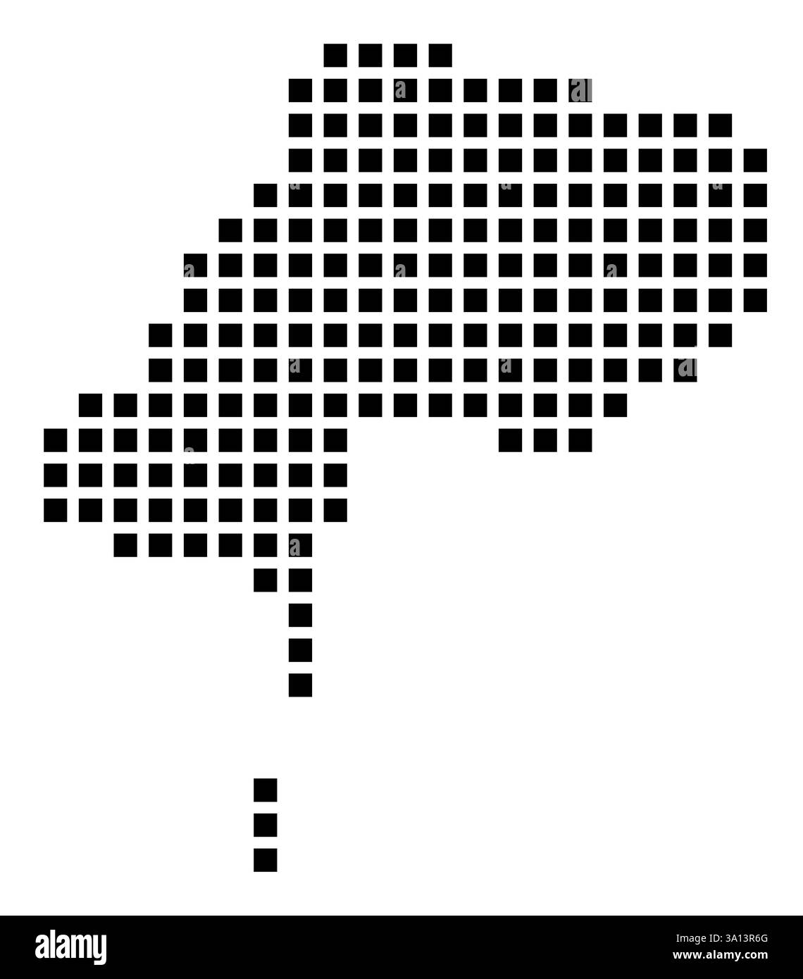 Mappa simbolo del fiume City Fall (Massachusetts) che mostra la città con un motivo di poche piazze nere Foto Stock