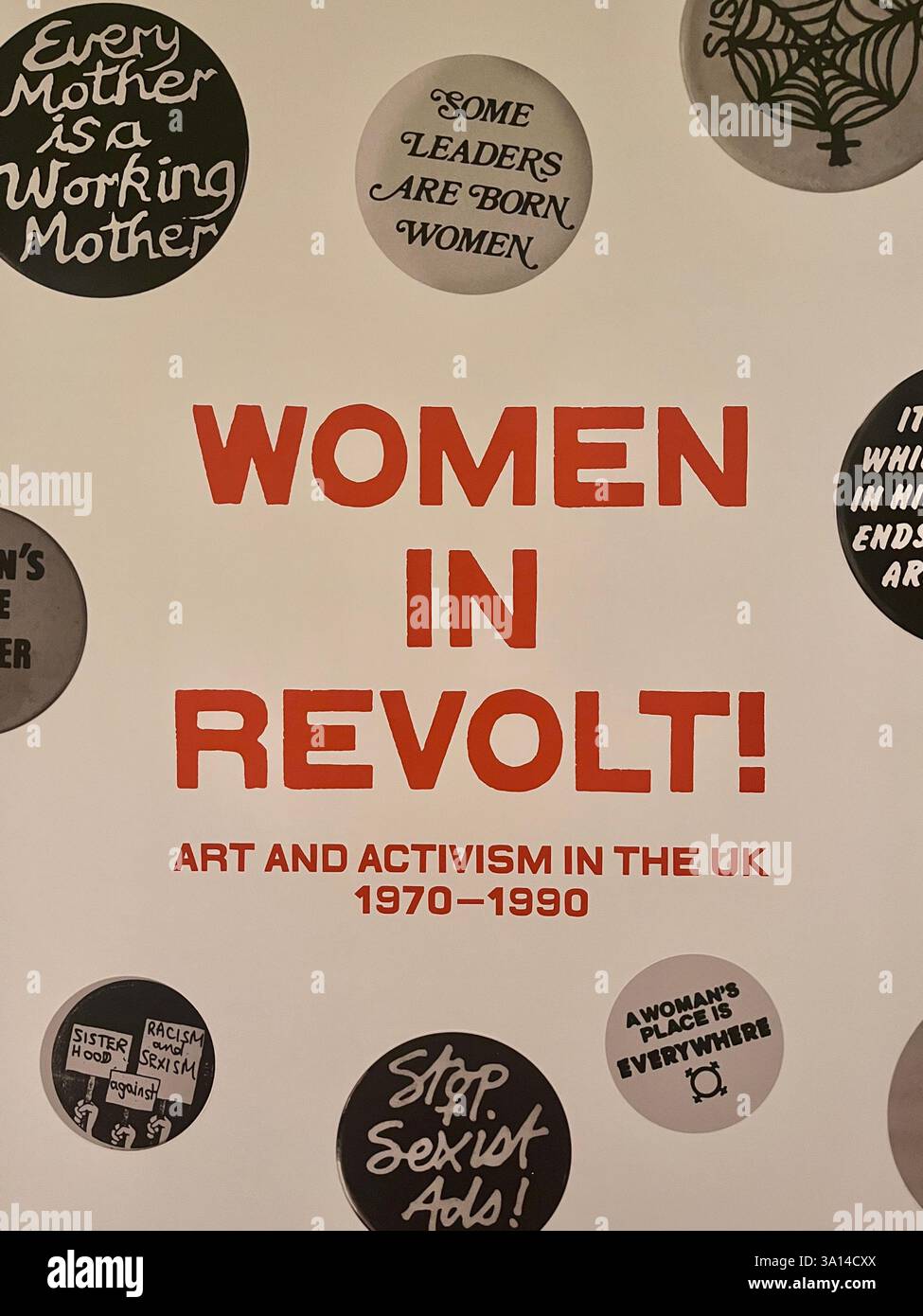 Le donne in rivolta! Mostra raffigurante l'arte e l'attivismo nel Regno Unito dal 1970 al 1990 di donne presso la galleria d'arte Whitworth di Manchester, Regno Unito Foto Stock