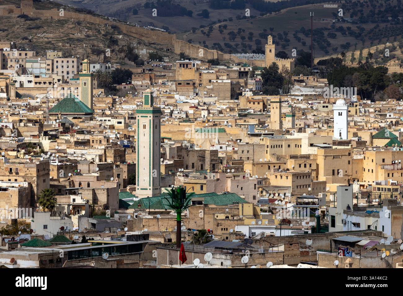 Vista panoramica della città di Fez, Marocco. Foto Stock