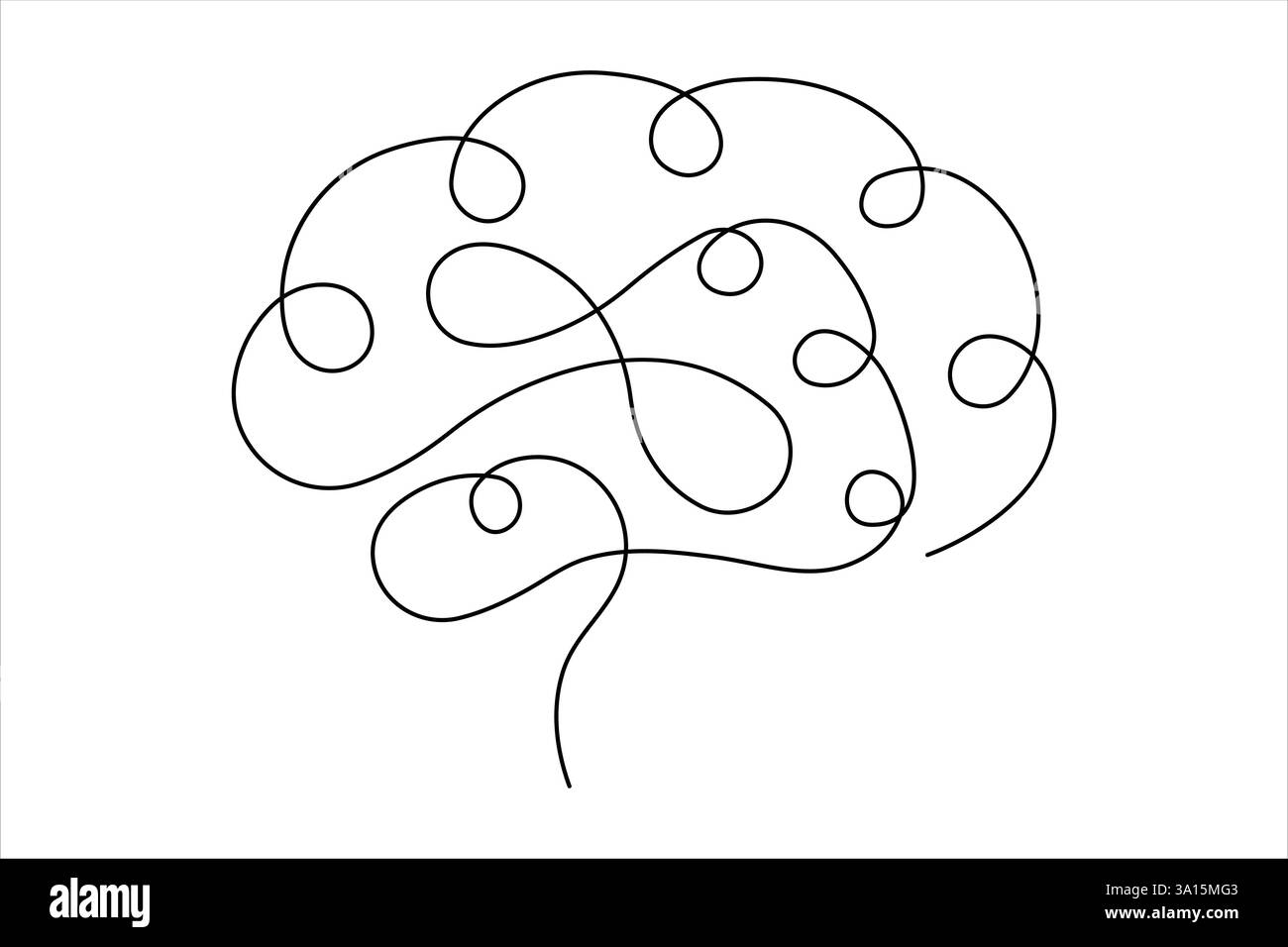 Il cervello umano disegna una linea continua di illustrazione vettoriale e concetto di intelligenza Illustrazione Vettoriale