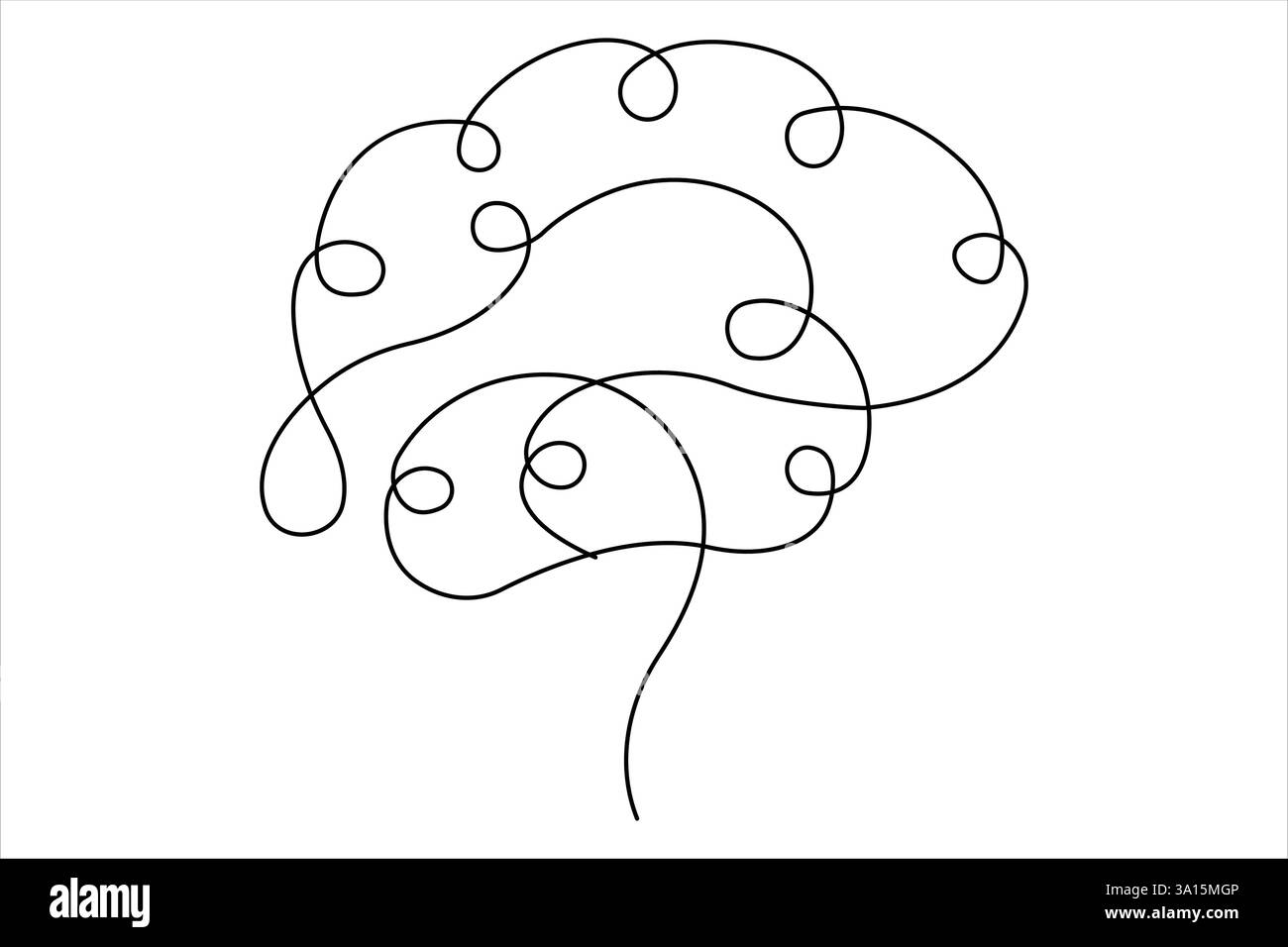 Il cervello umano disegna una linea continua di illustrazione vettoriale e concetto di intelligenza Illustrazione Vettoriale