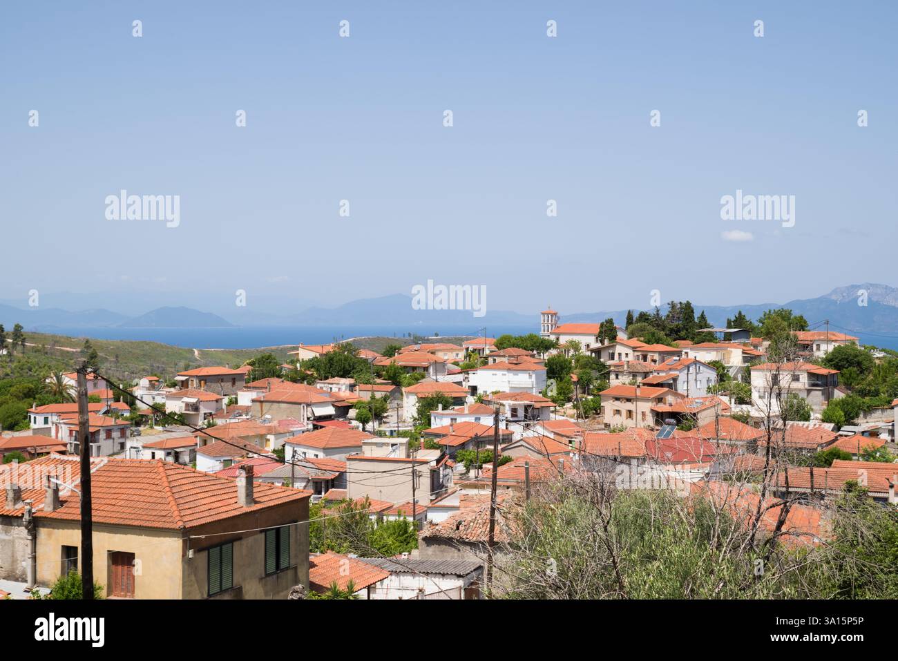 Il grazioso villaggio di Agriovotano, Evia settentrionale, Grecia Foto Stock