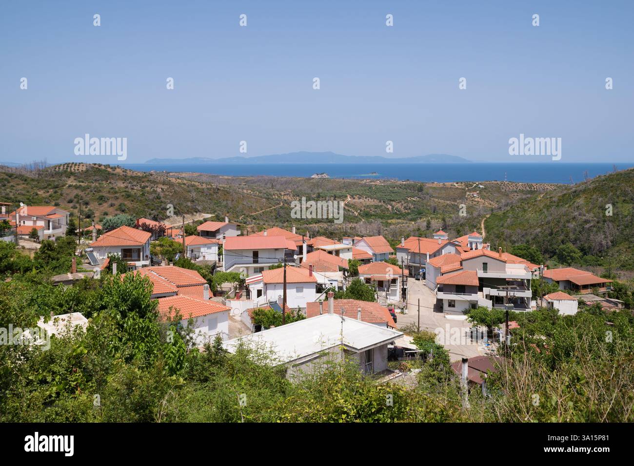 Il grazioso villaggio di Kotsikia nel nord di Evia, in Grecia Foto Stock