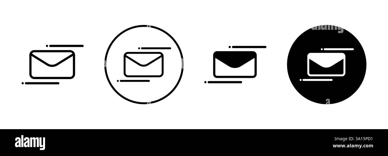 Tre varianti di icone e-mail, progettate per il sito Web o l'app Illustrazione Vettoriale