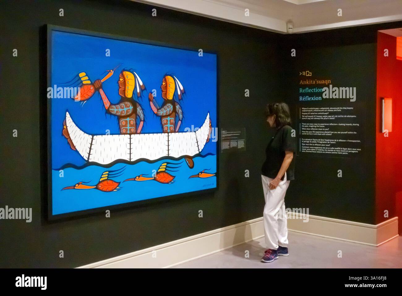 Canada, provincia della nuova Scozia, Halifax, Maud Lewis Art Gallery, opera del pittore indigeno Ankita'suaqn intitolata Reflection MODEL RELEASE OK Foto Stock