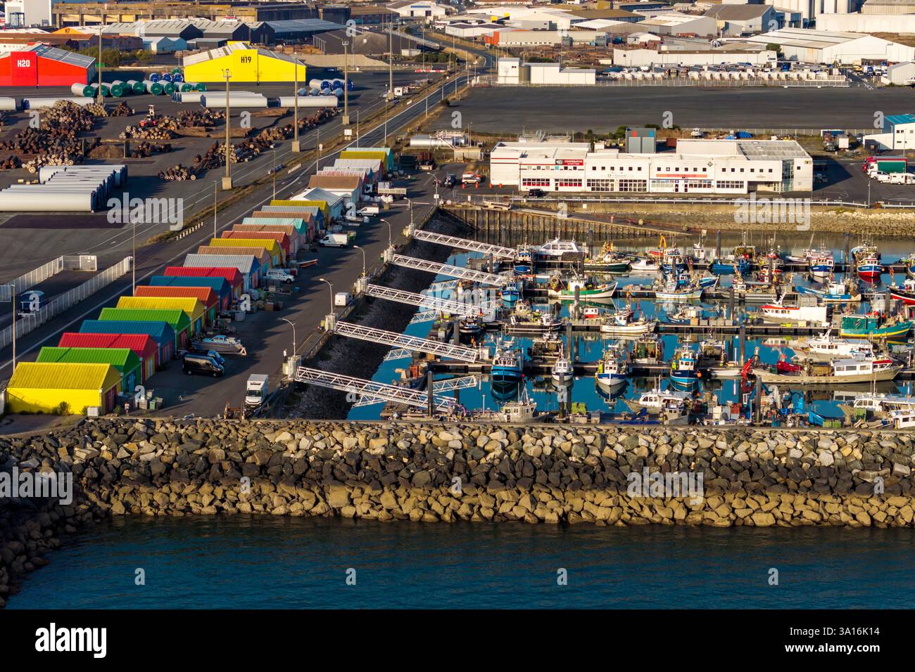 Francia, Charente Maritime, la Rochelle, porto di pesca Chef de Baie (vista aerea) Foto Stock