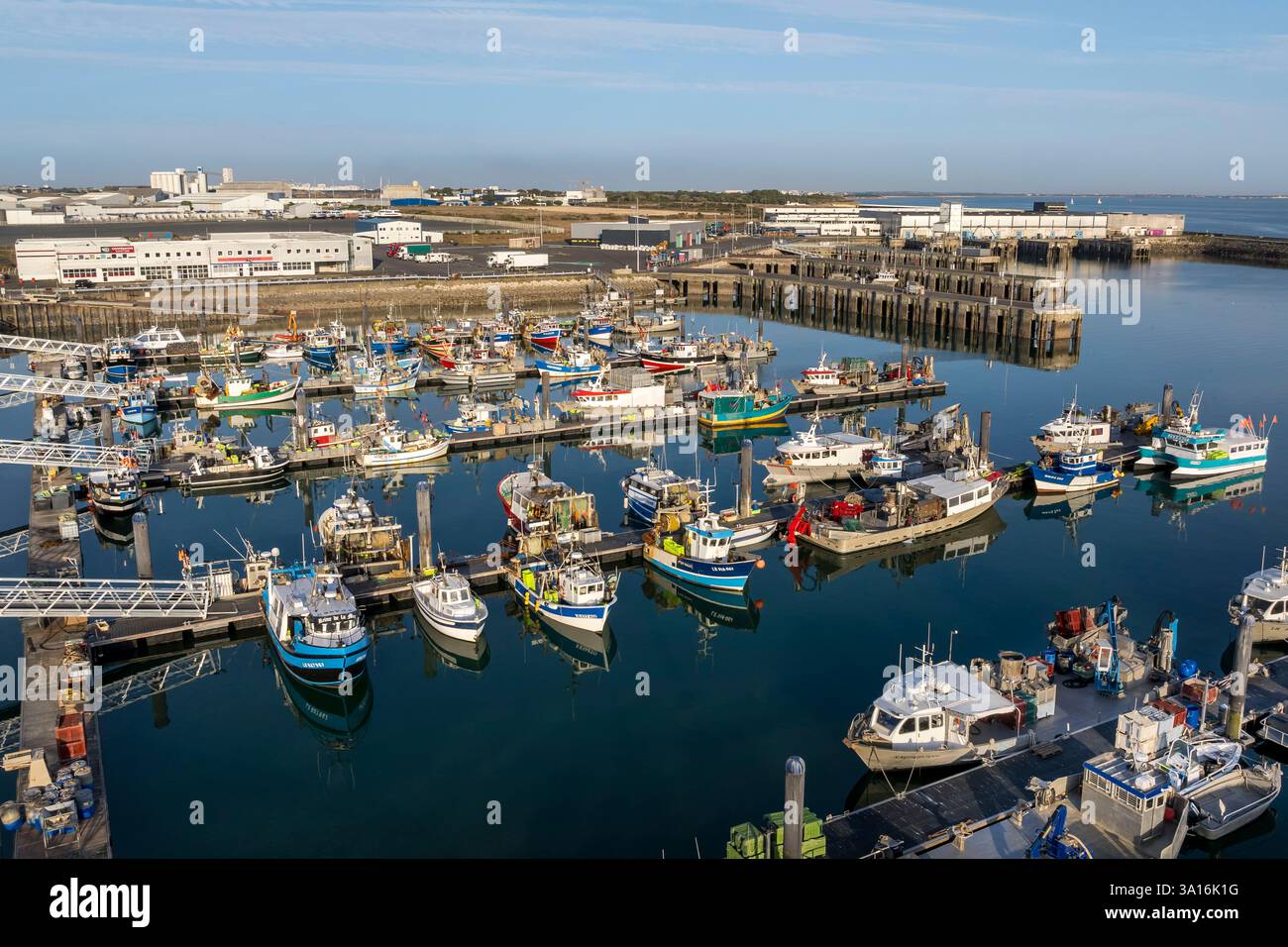 Francia, Charente Maritime, la Rochelle, porto di pesca Chef de Baie (vista aerea) Foto Stock