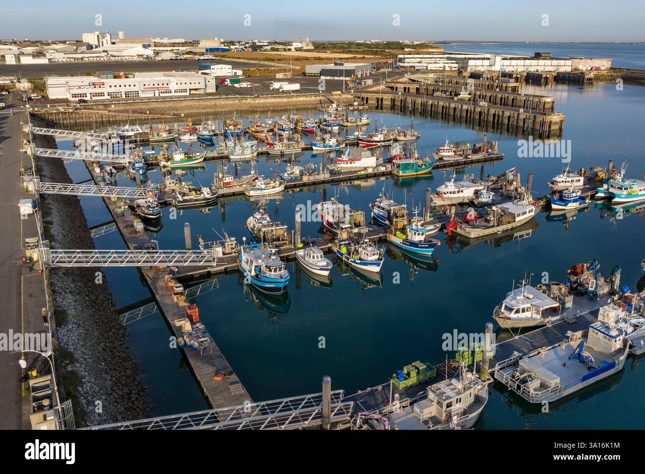 Francia, Charente Maritime, la Rochelle, porto di pesca Chef de Baie (vista aerea) Foto Stock