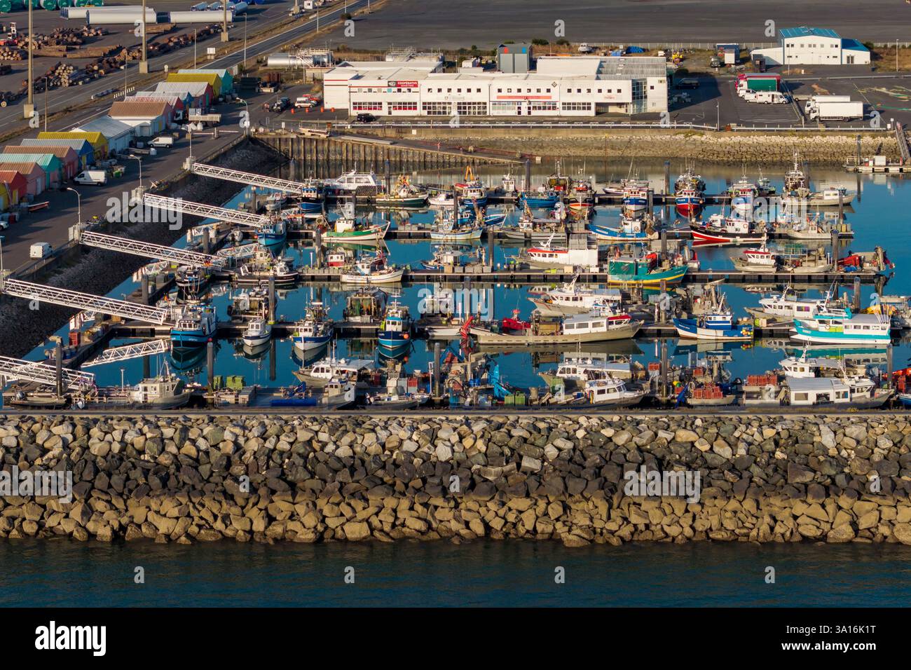 Francia, Charente Maritime, la Rochelle, porto di pesca Chef de Baie (vista aerea) Foto Stock
