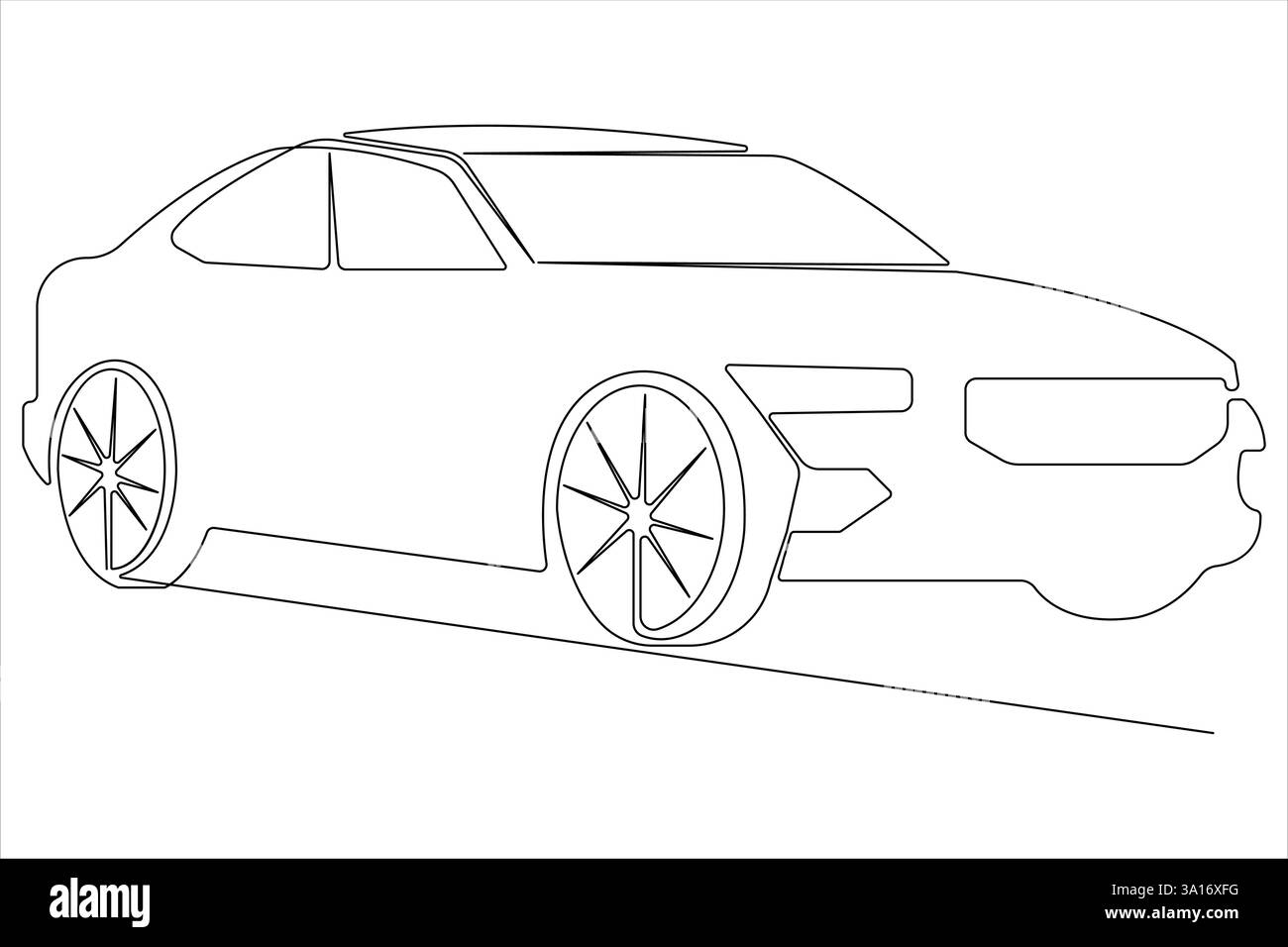 Semplice disegno grafico continuo su una linea del concetto di auto da corsa e illustrazione vettoriale Illustrazione Vettoriale
