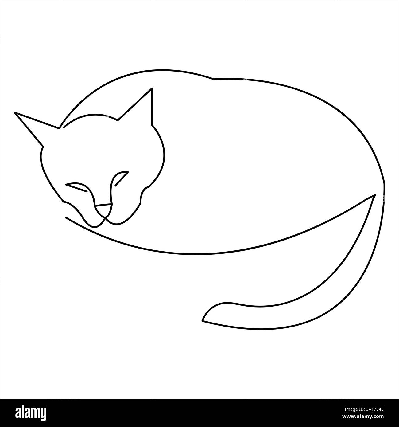 Illustrazione vettoriale della silhouette del profilo continuo di Cat PET a linea singola Illustrazione Vettoriale