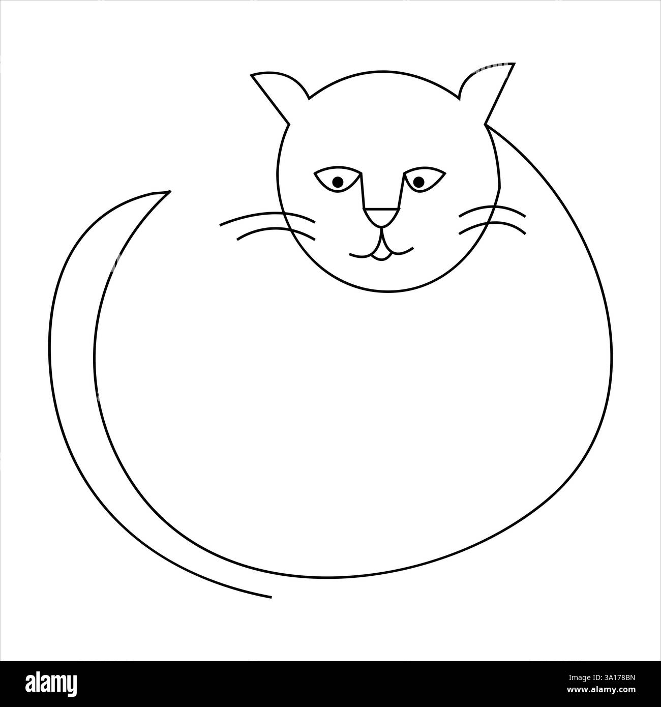 Illustrazione vettoriale della silhouette del profilo continuo di Cat PET a linea singola Illustrazione Vettoriale