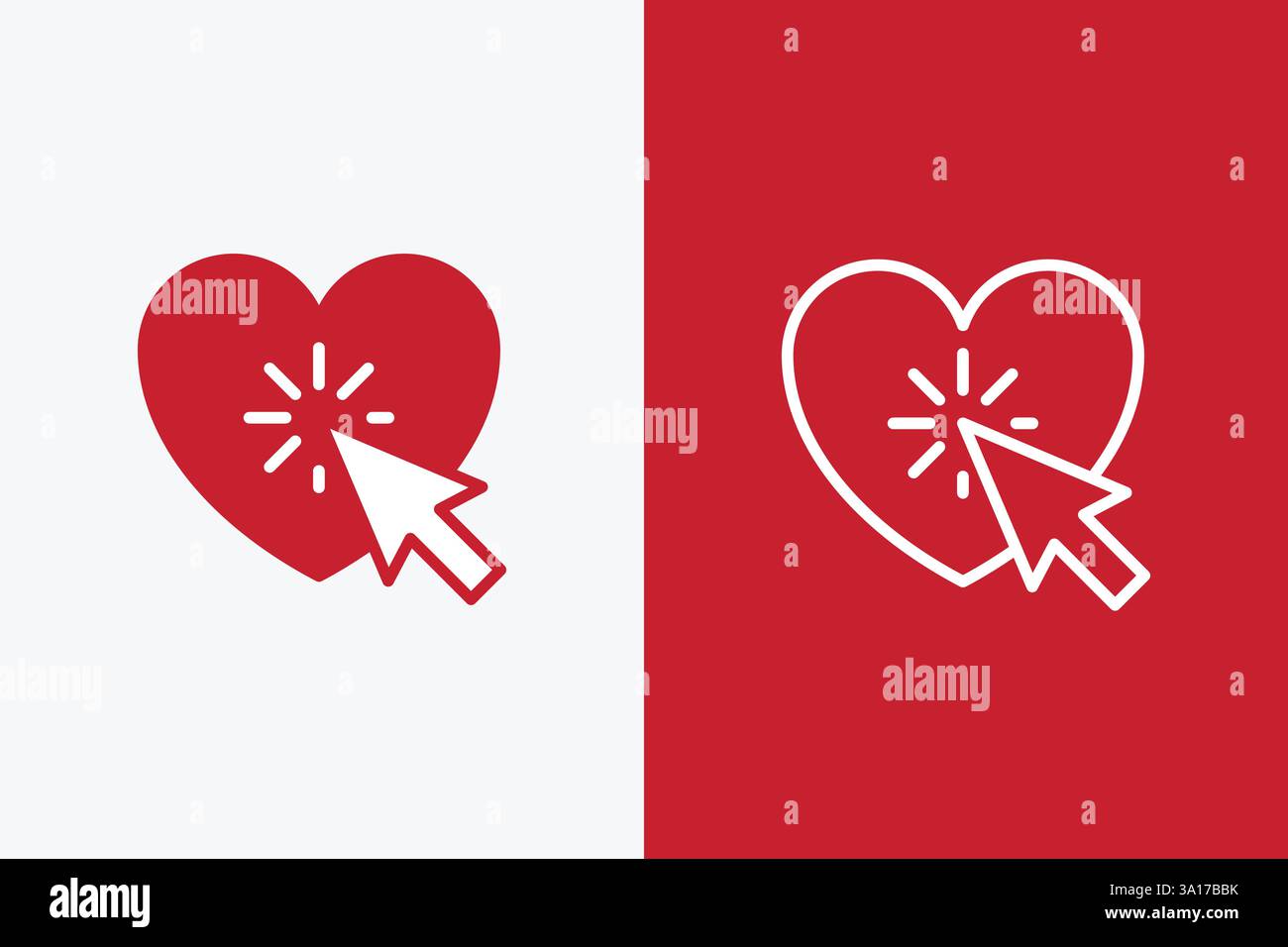 Logo icona Heart Click Romance online e interazione con i social media Illustrazione Vettoriale