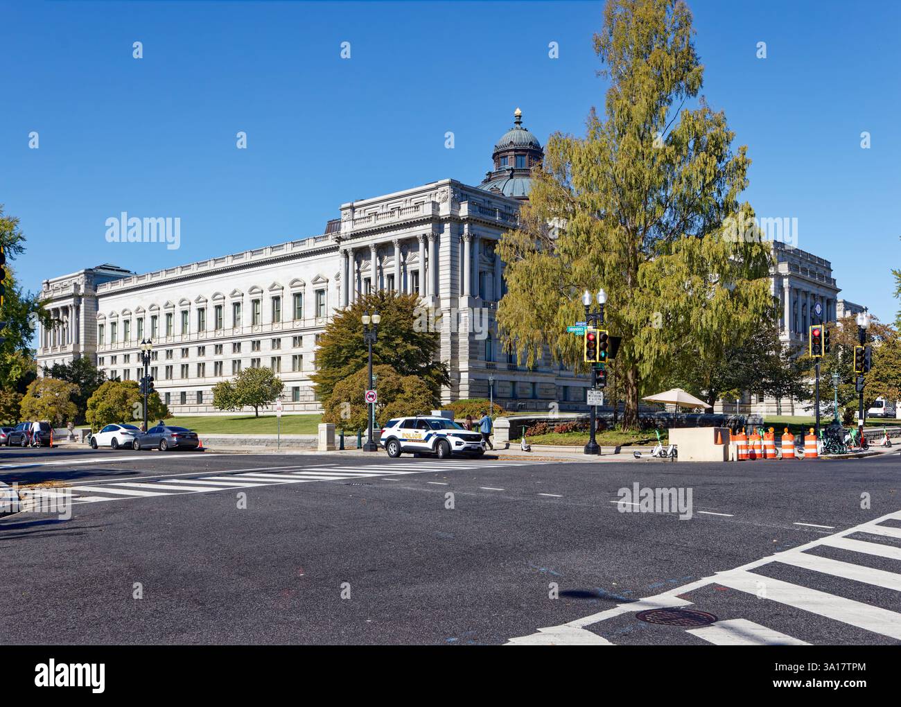 Biblioteca del Congresso Thomas Jefferson Building, Independence Avenue e facciate di Second Street (est). Foto Stock