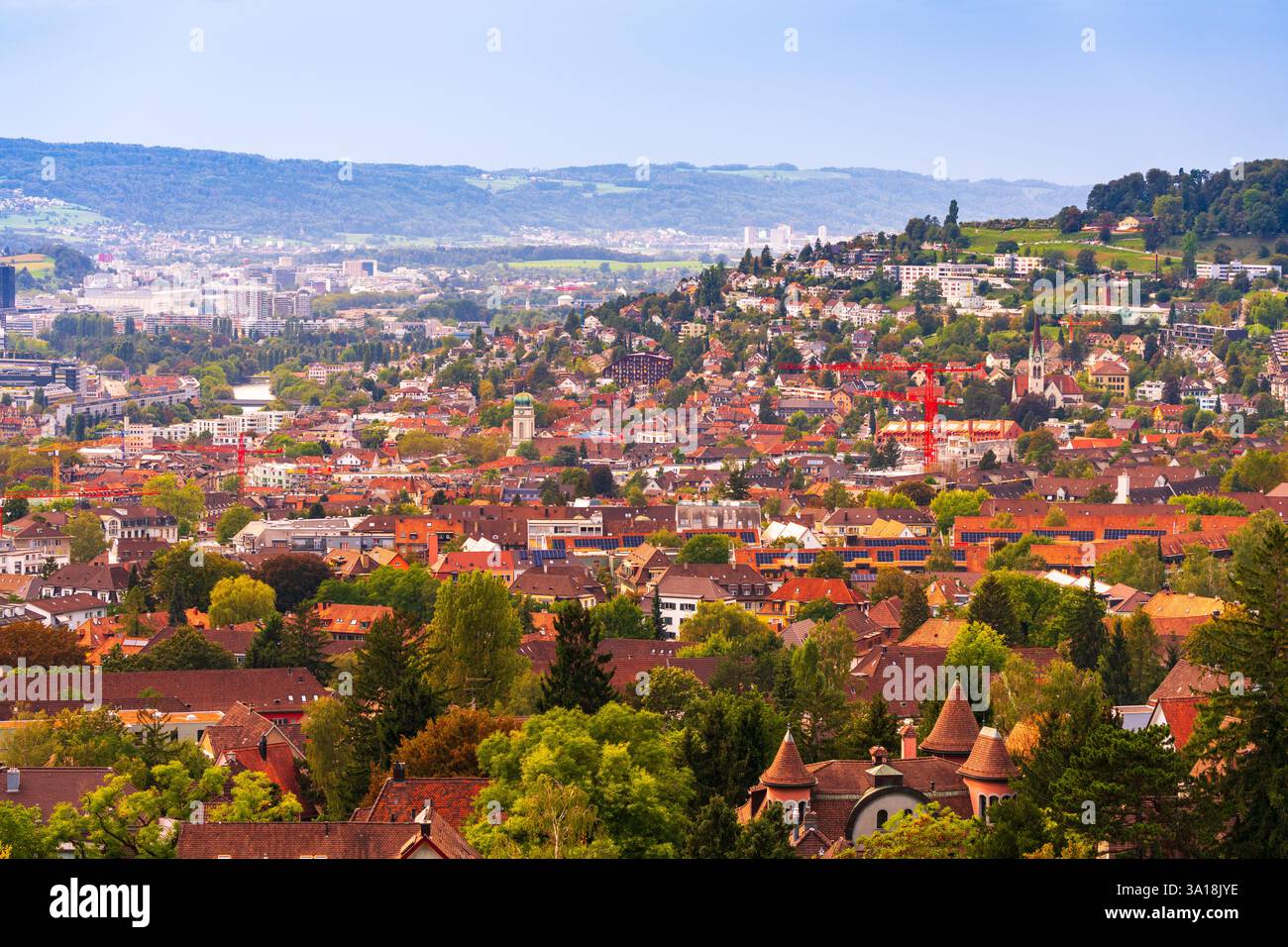 Zurigo, Svizzera, vista città al crepuscolo. Foto Stock
