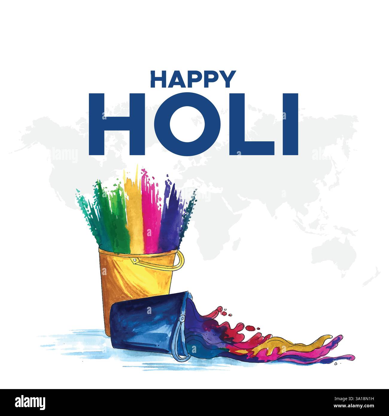 Buon festival holi. pentola colorata e polvere. disegno dell'illustrazione vettoriale. Splendido poster per il festival indiano Holi Happy con sfondo color pot. Illustrazione Vettoriale