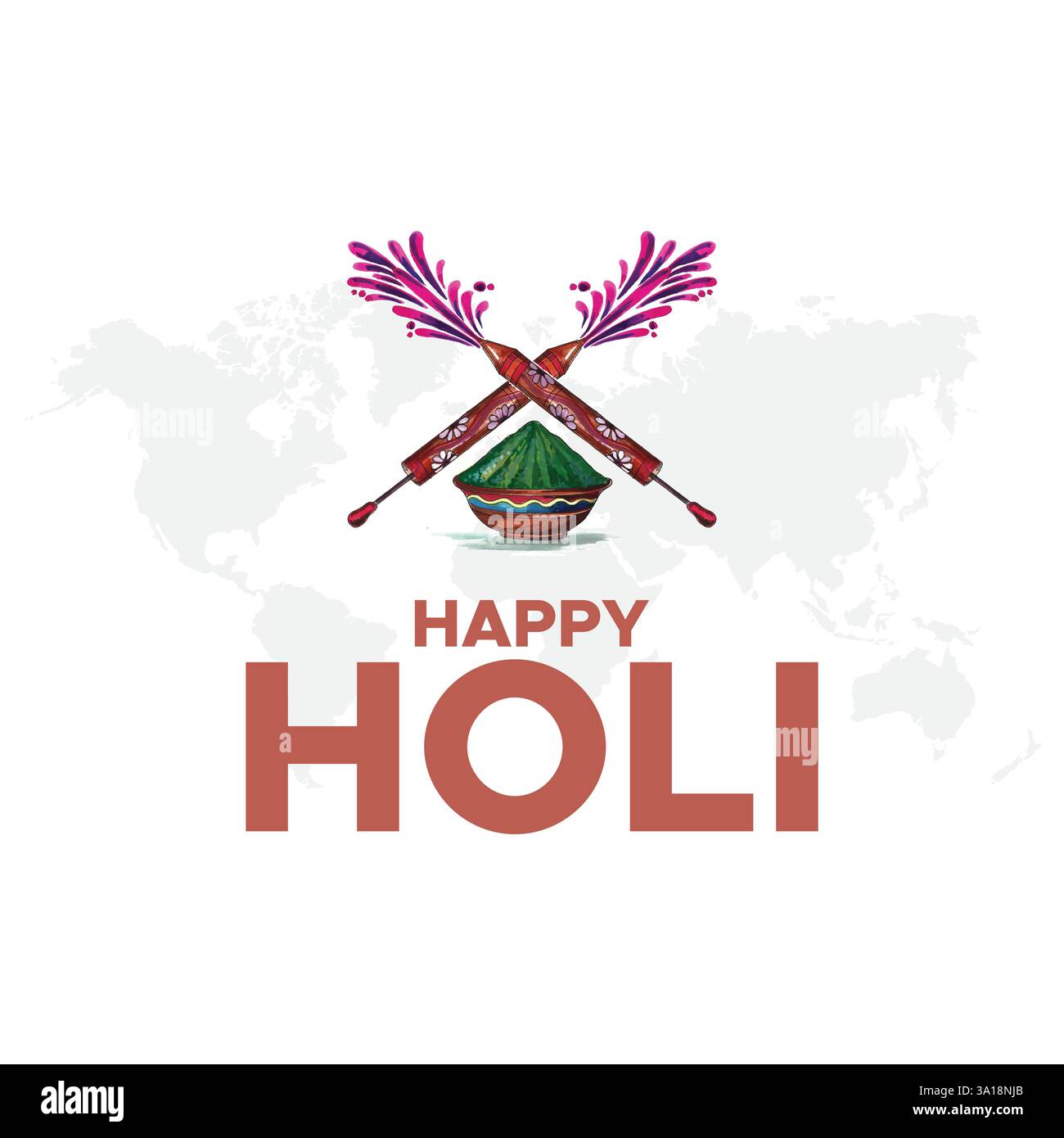 Buon festival holi. pentola colorata e polvere. disegno dell'illustrazione vettoriale. Splendido poster per il festival indiano Holi Happy con sfondo color pot. Illustrazione Vettoriale