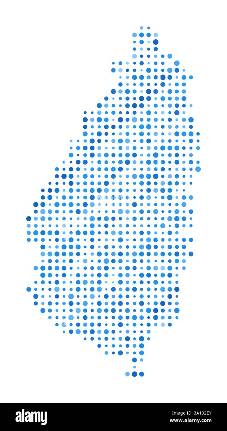 Mappa a punti di Santa Lucia. Forma a isola digitale. Immagine vettoriale di Santa Lucia. Punti circolari blu a forma di isola. Illustrazione vettoriale di classe. Illustrazione Vettoriale