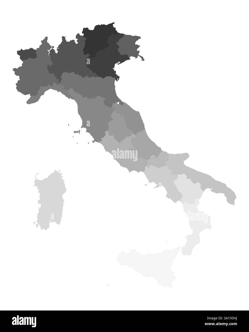 Mappa di Italia Foto Stock