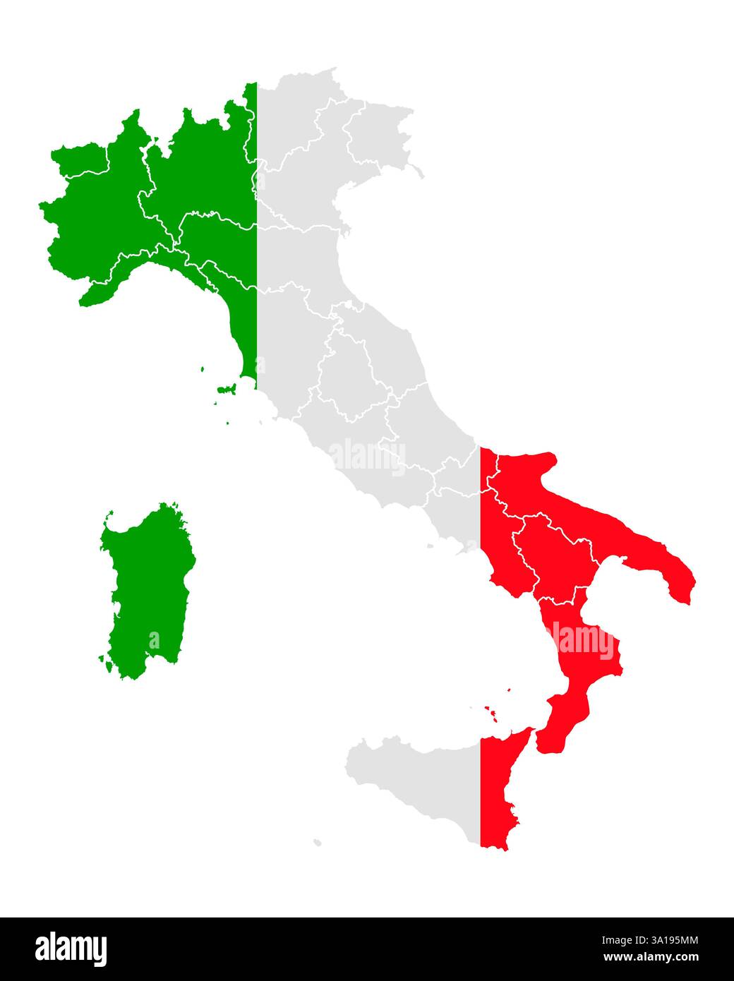Mappa e bandiera di Italia Foto Stock