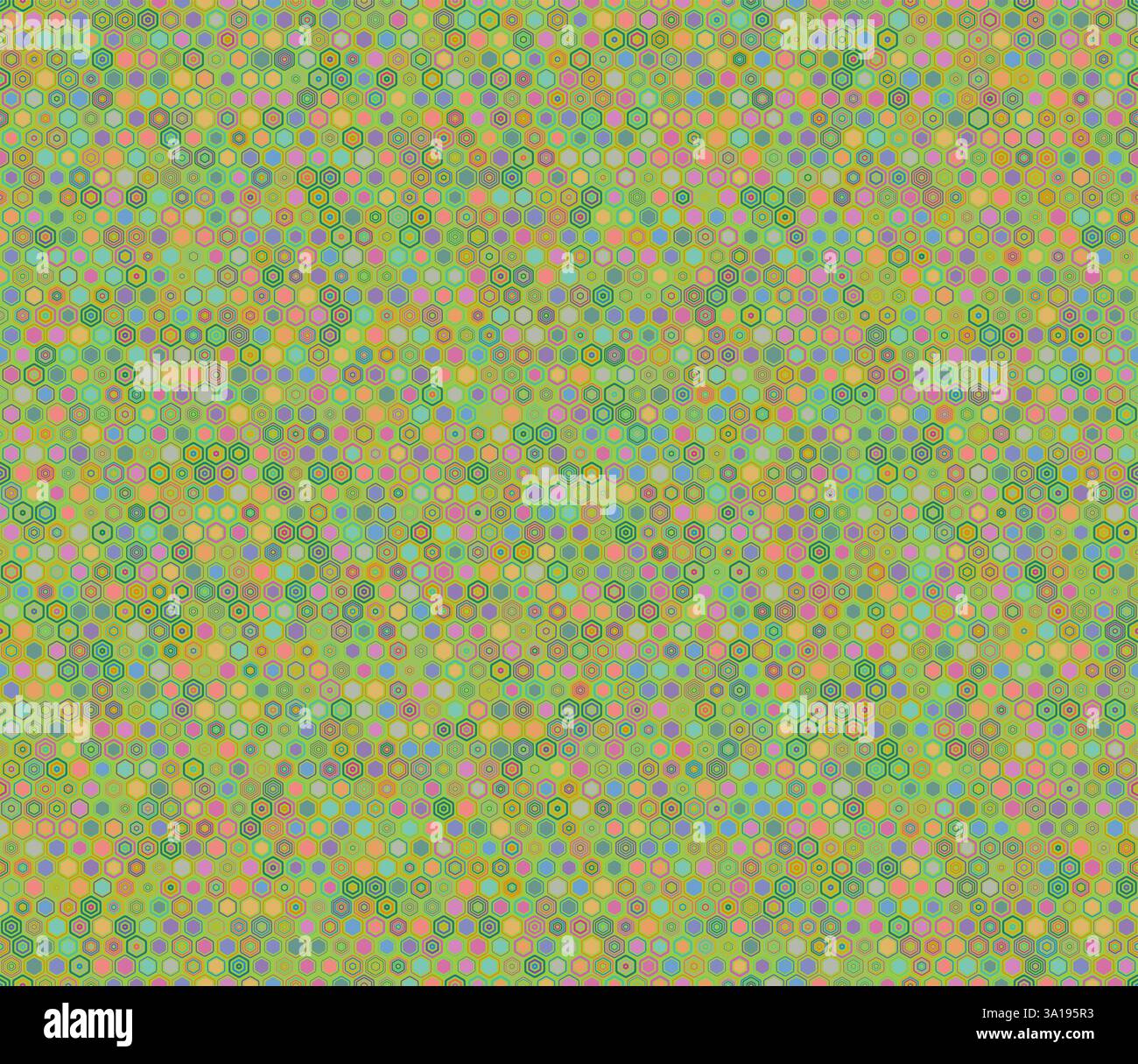 Sfondo geometrico minimo. Elementi geometrici di vari stili e colori. Piccole forme geometriche esagonali. Modello a piastrelle. Sfondo senza interruzioni. Illustrazione Vettoriale