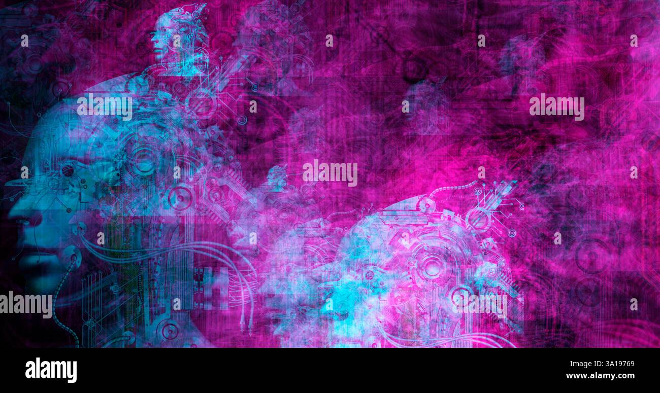 Computer immagine generata di cyborg surreale Foto Stock