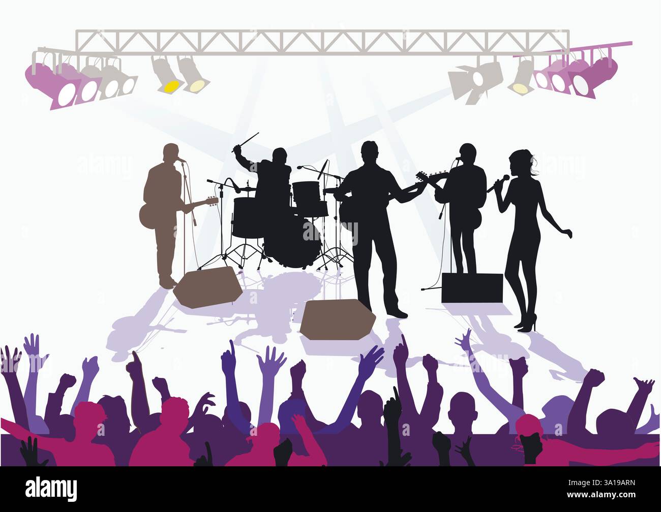 gruppo musicale sull'illustrazione del palco Foto Stock
