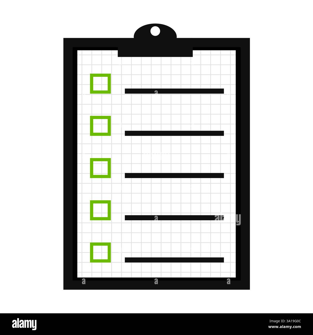 Illustrazione degli appunti isolata con carta a scacchi e spazio di testo per l'elenco di controllo e le caselle da spuntare Foto Stock