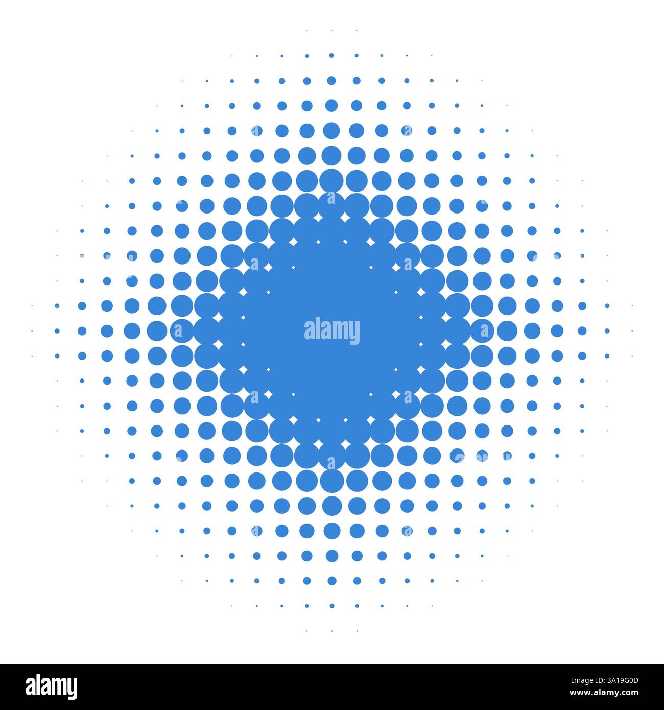 Pattern isolato con gradiente di punti blu Foto Stock