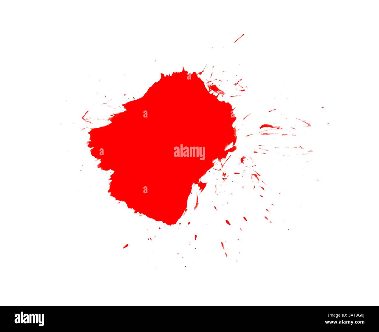 Macchia rossa disordinata con schizzi e spruzzi di vernice Foto Stock