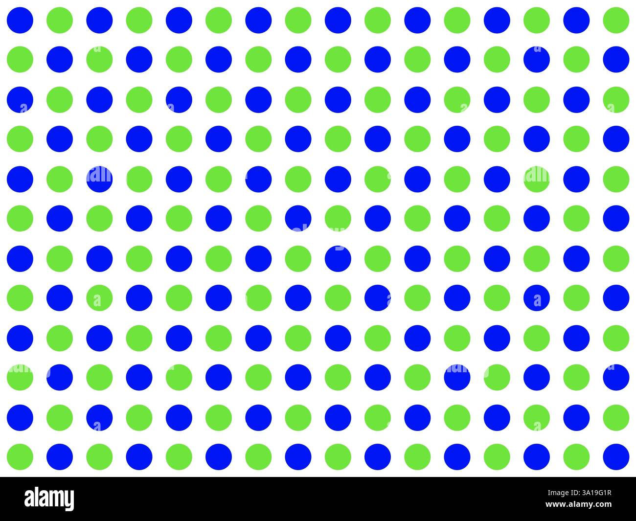 Sfondo senza cuciture con superficie bianca e punti verdi e blu Foto Stock