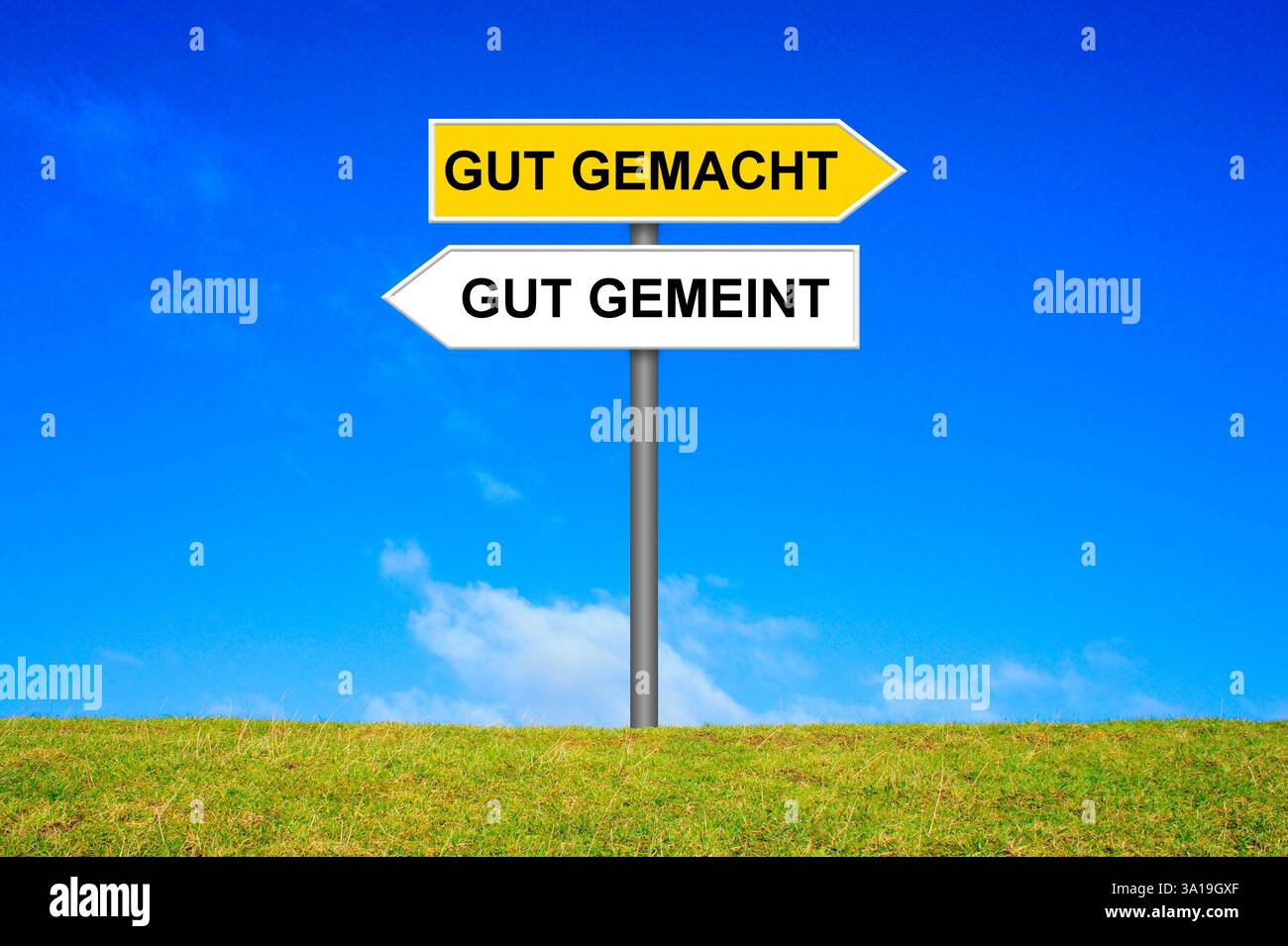 Segnare i punti nelle direzioni ben intenzionati e ben fatti Foto Stock