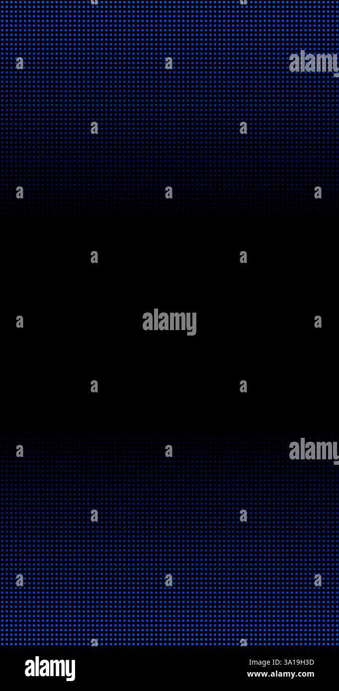Sfondo nero con sfumatura di punti blu nella parte superiore e inferiore Foto Stock
