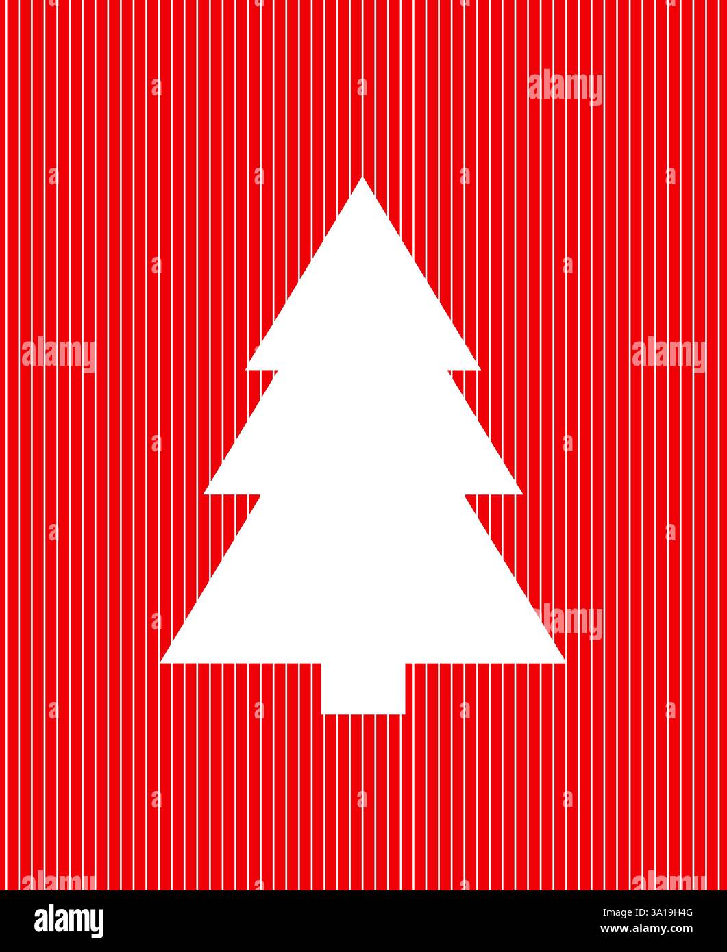 Semplice biglietto di Natale con un albero di Natale bianco e strisce rosse e bianche Foto Stock Semplice biglietto di Natale con un albero di Natale bianco e strisce rosse e bianche Foto Stock