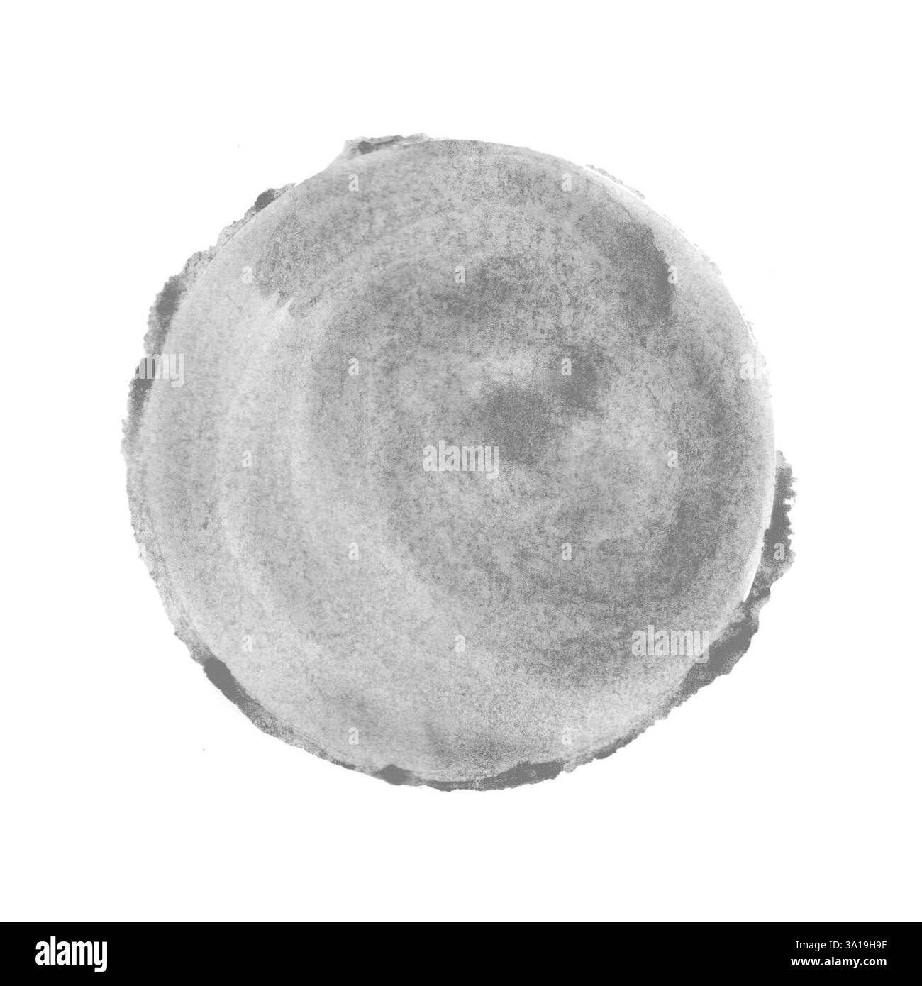 Cerchio nero e grigio con isolamento rotondo in acquerello Foto Stock