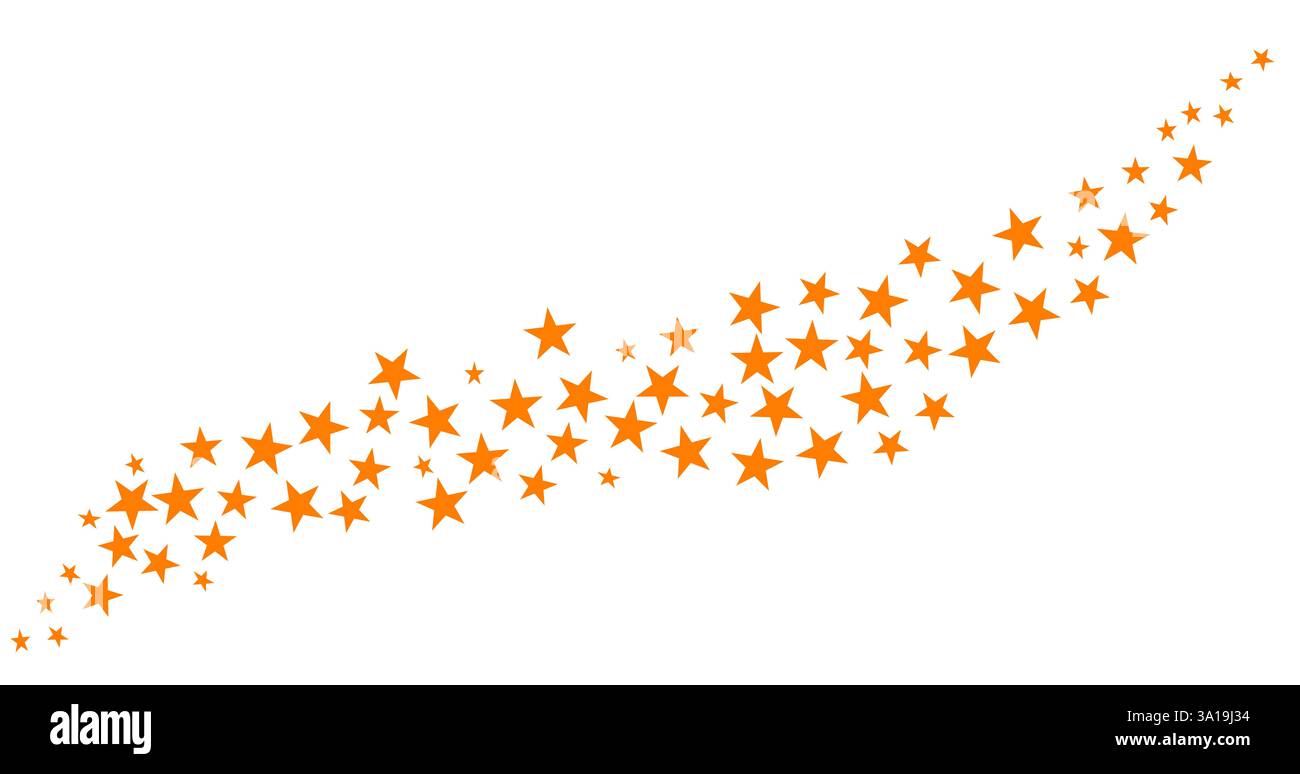 Coda curva di stelle in rosso arancione come sfondo per il Natale Foto Stock