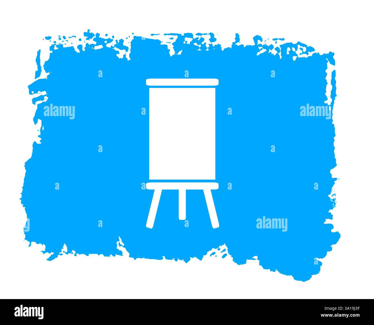 Icona della lavagna come simbolo per seminari, lezioni o corsi sulla texture grunge isolata blu con bordo irregolare Foto Stock