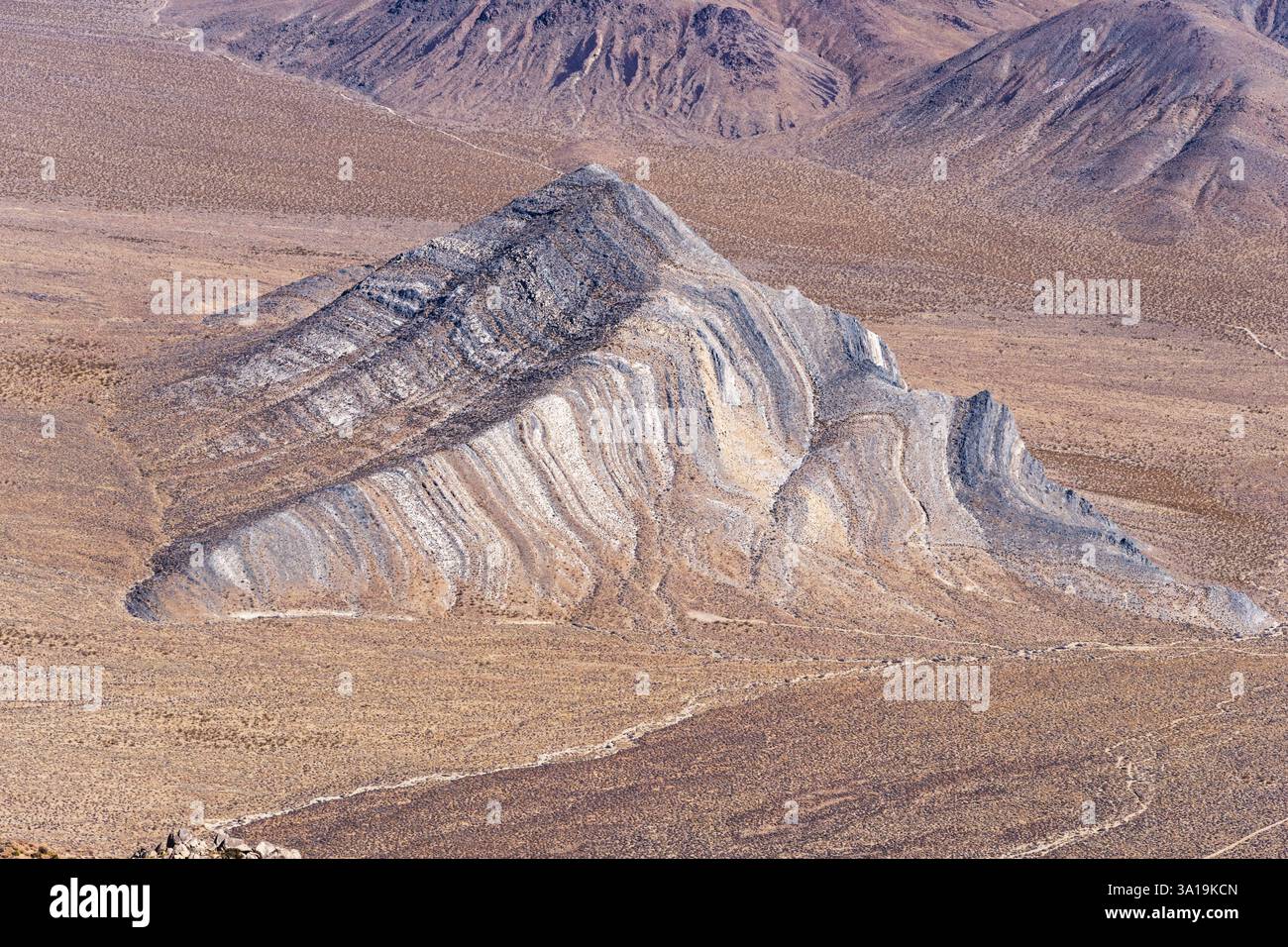 Butte striato nella Butte Valley nel Death Valley National Park in California visto dal Manly Peak Foto Stock