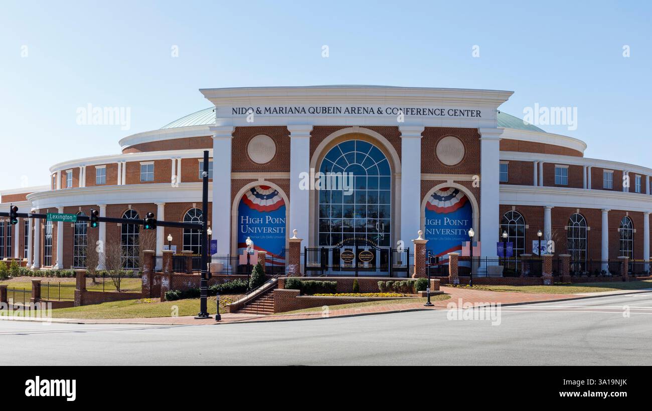 High Point, North Carolina - 3 marzo 25: Nido and Mariana Qubein Arena and Conference Center presso la High Point University. Foto Stock