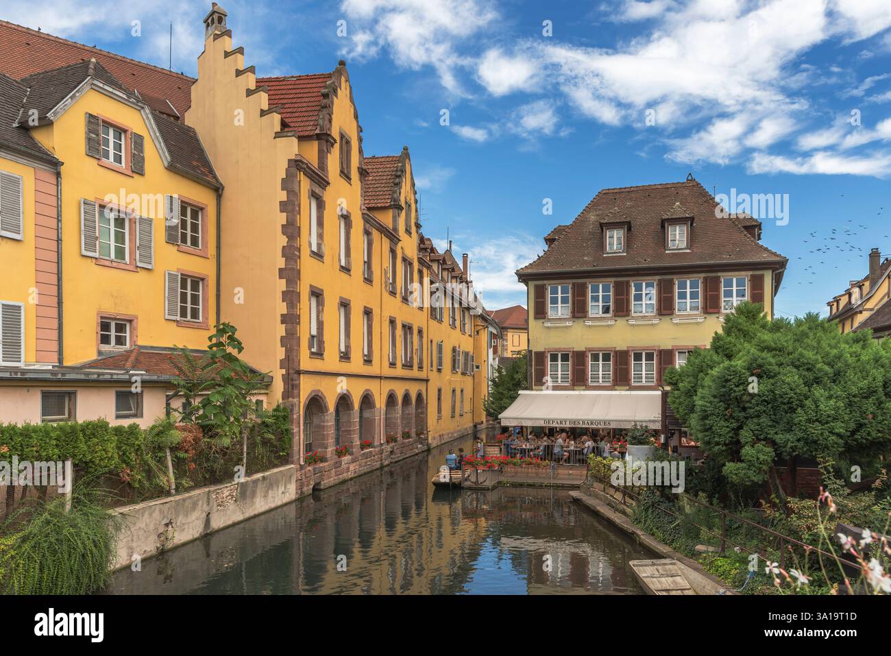 Case storiche sul canale di Little Venice (la Petite Venise), Colmar, Alsazia, Grand Est, Francia Foto Stock