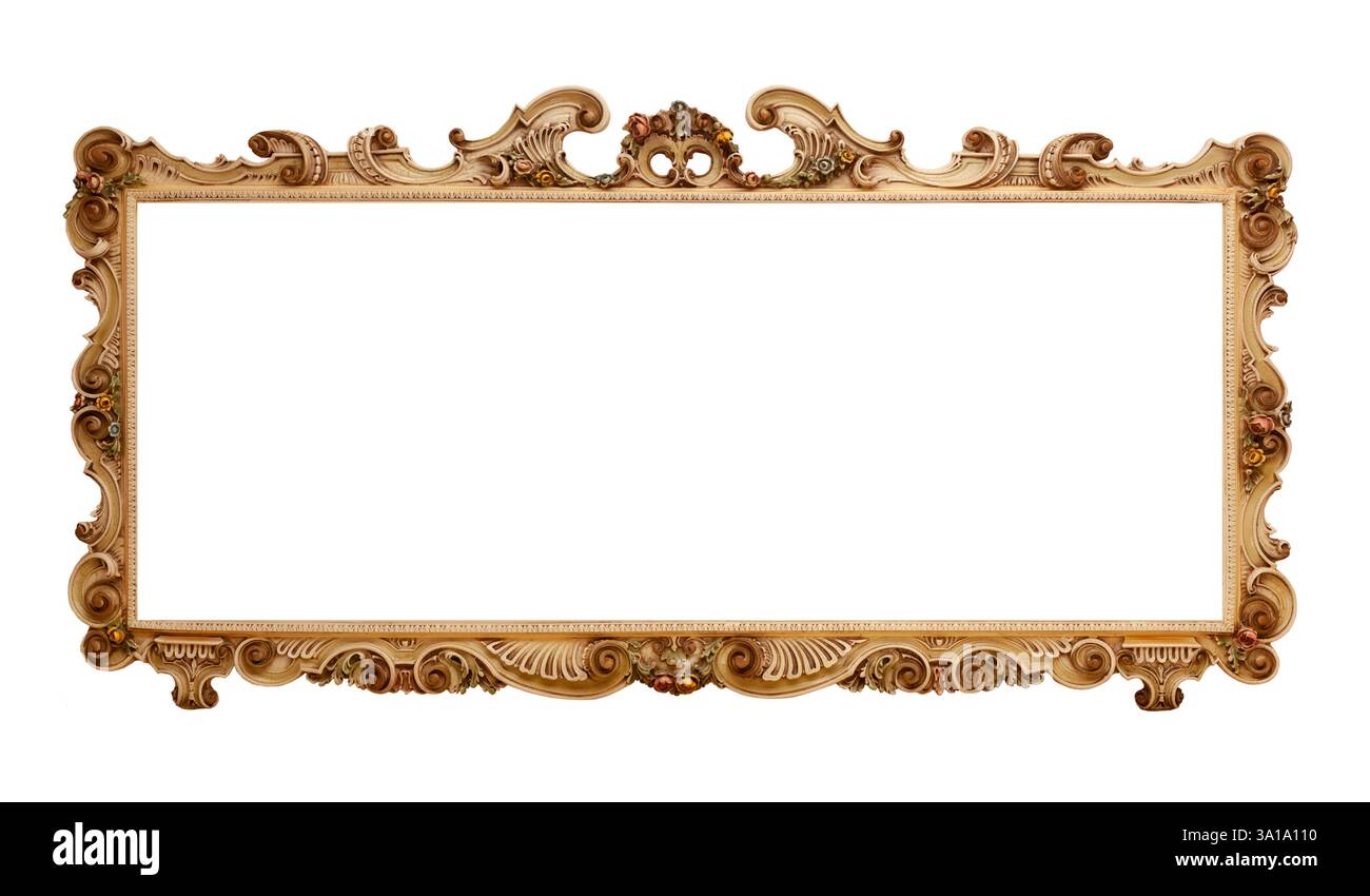 Big picture frame su sfondo bianco. Vintage stile barocco oggetto. Foto Stock Big picture frame su sfondo bianco. Vintage stile barocco oggetto. Foto Stock