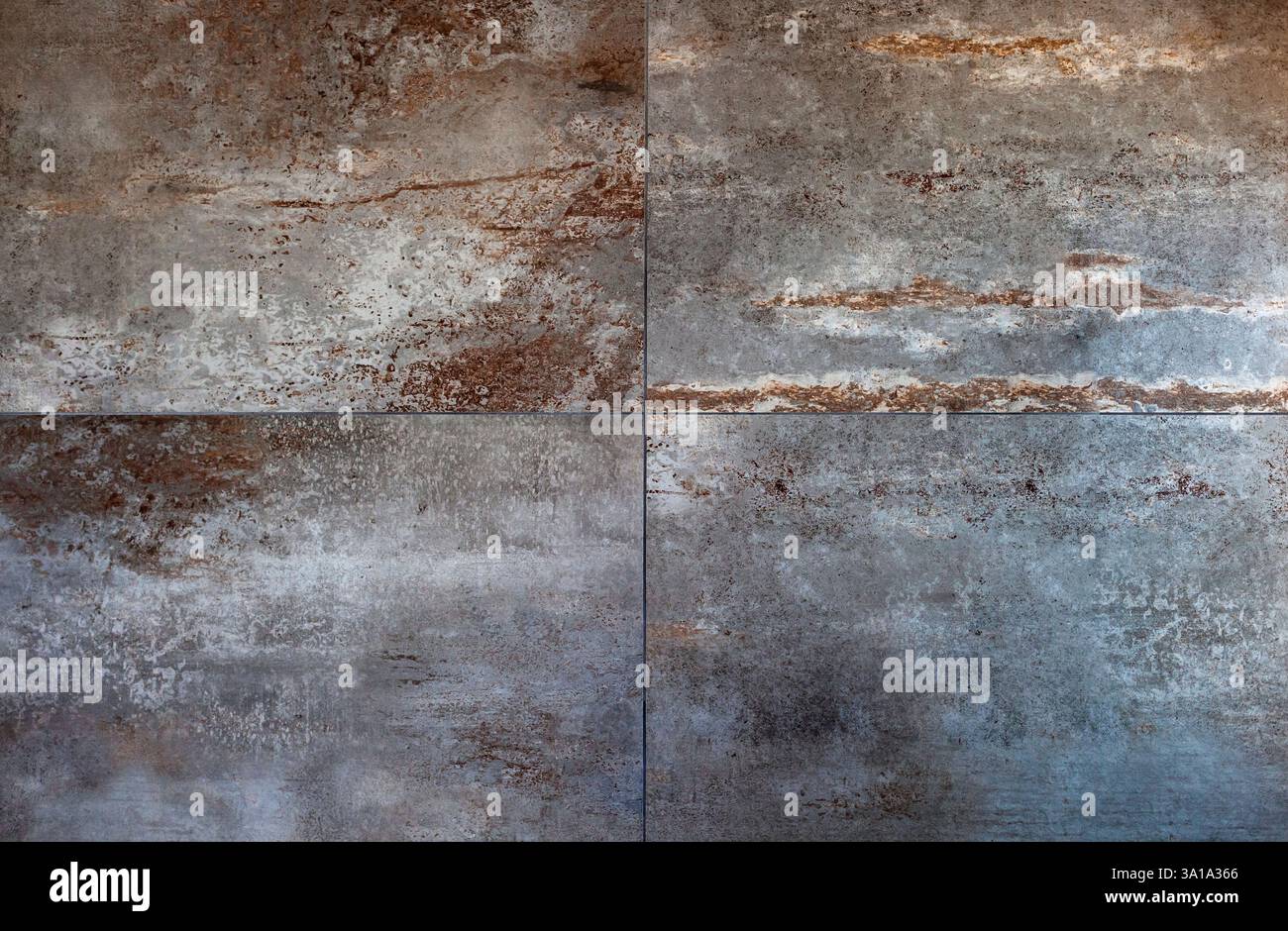 Grandi piastrelle di gres porcellanato per rivestimenti. La pietra e la ruggine colore di sfondo. Foto Stock